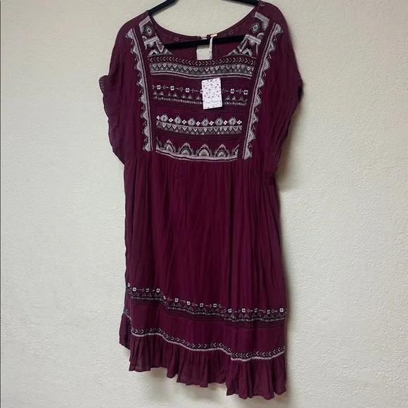 Free People Magenta Embroidered Mini Dress - Picture 3 of 4